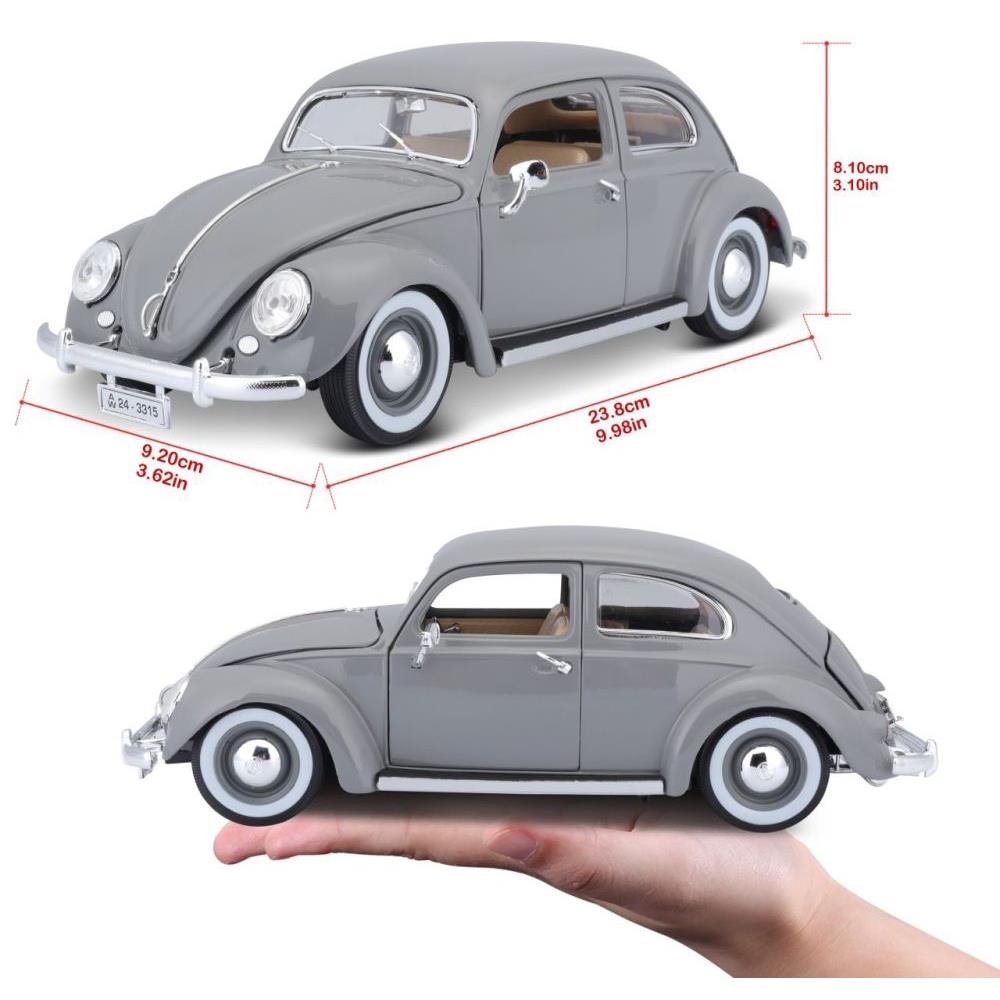 Modellauto Volkswagen Käfer 1955, grau, 1:18