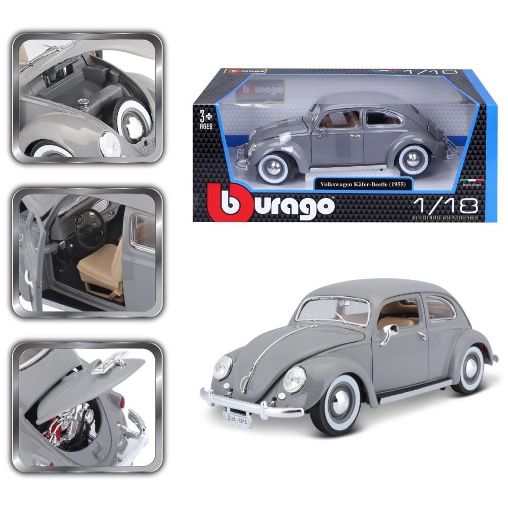 Modellauto Volkswagen Käfer 1955, grau, 1:18