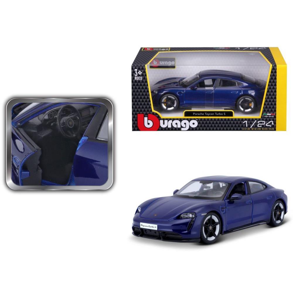 Modellauto Porsche Taycan Turbo S, blau, 1:24