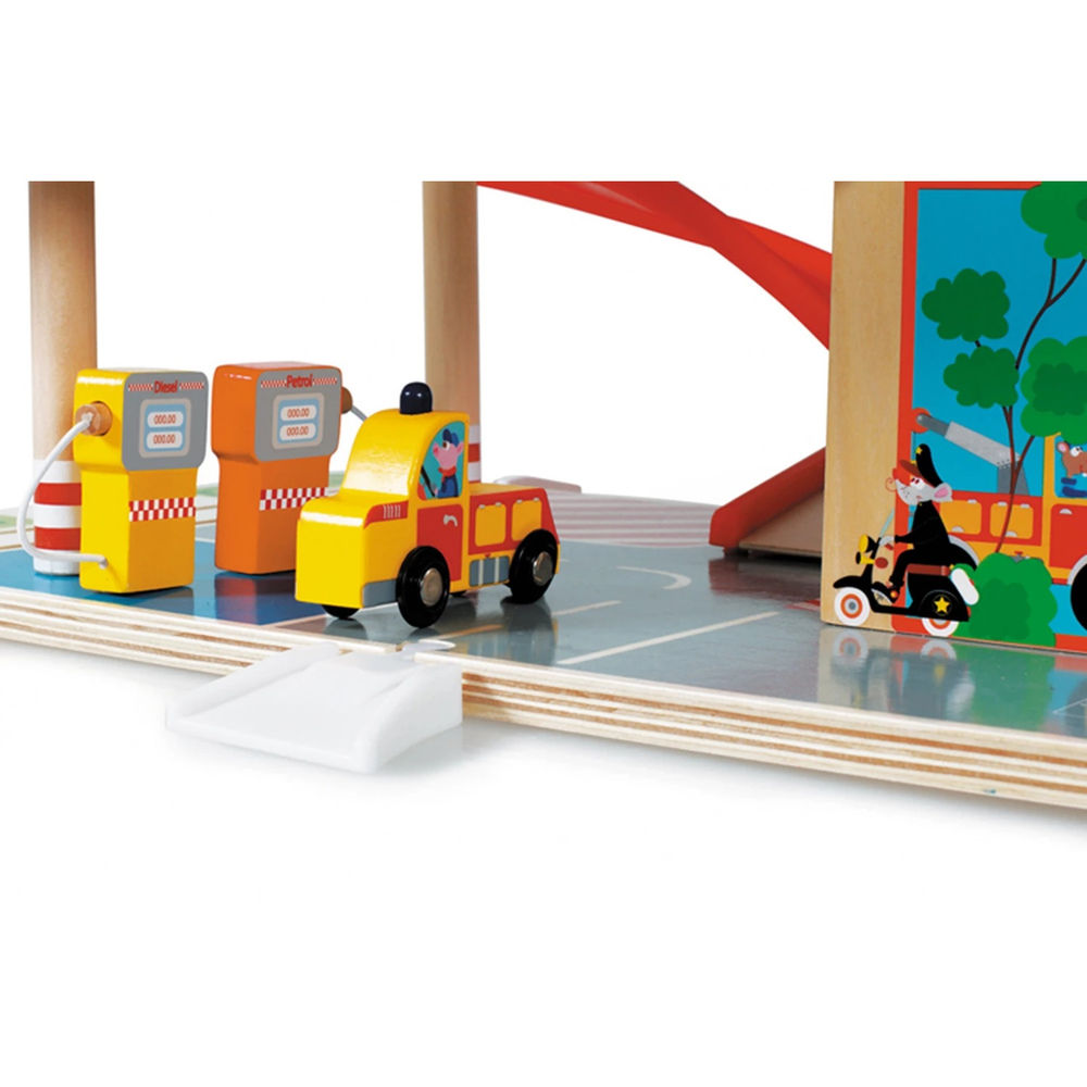 Autogarage aus Holz mit Zubehör