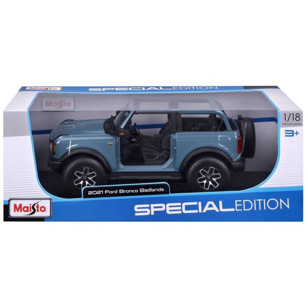 Modellauto Ford Bronco Badlands 2021, blau, 1:18