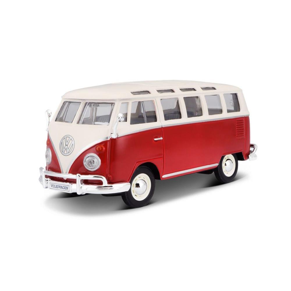 Modellauto Volkswagen Bulli T1 Van Samba, rot/weiss, 1:24