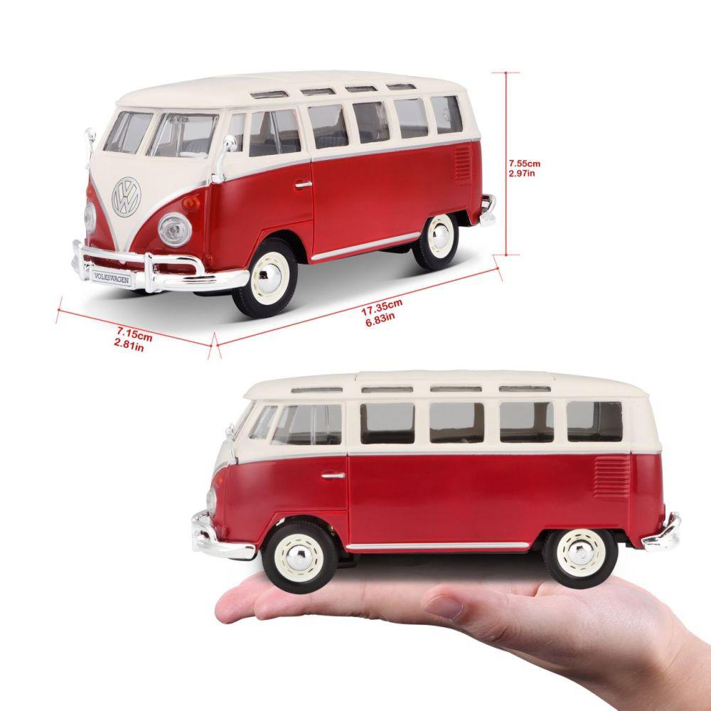 Modellauto Volkswagen Bulli T1 Van Samba, rot/weiss, 1:24