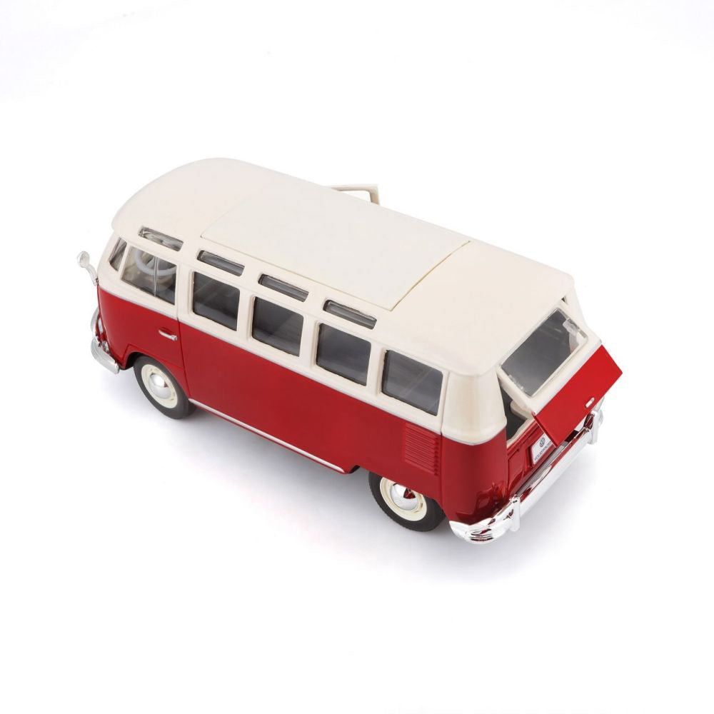 Modellauto Volkswagen Bulli T1 Van Samba, rot/weiss, 1:24