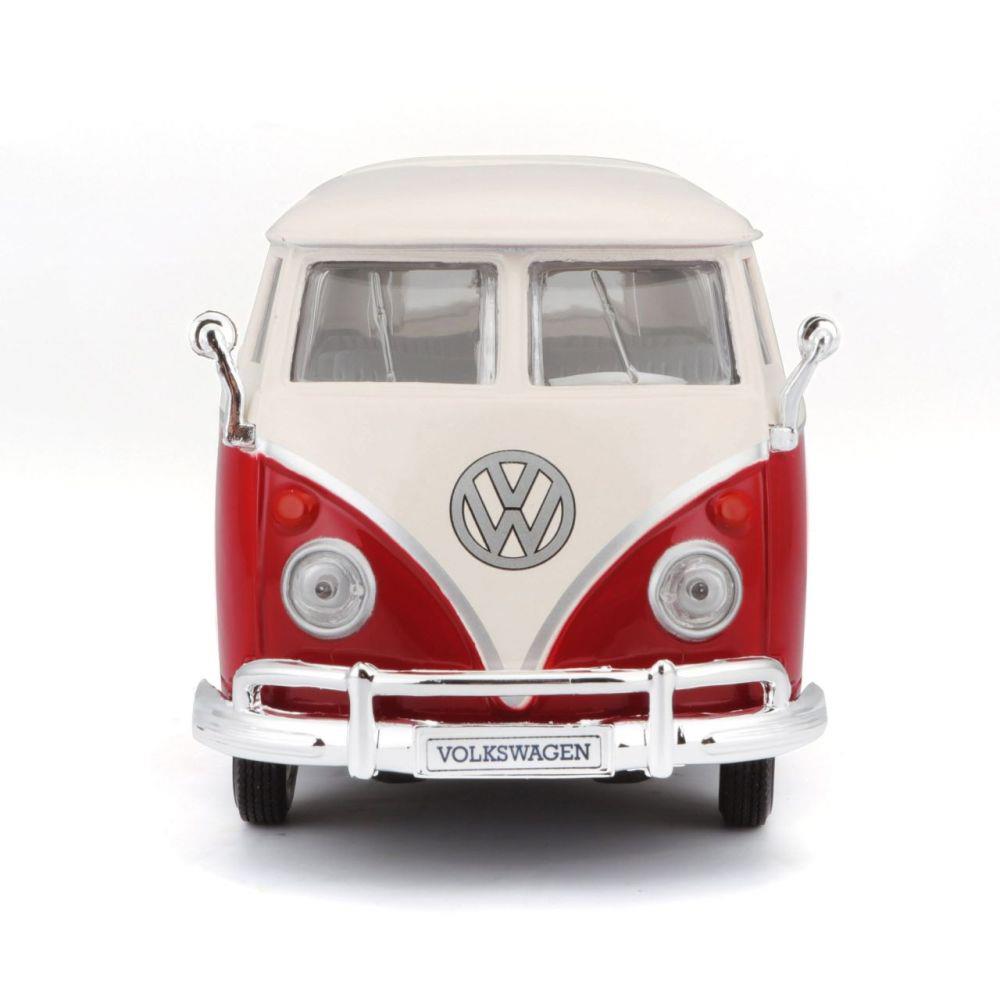 Modellauto Volkswagen Bulli T1 Van Samba, rot/weiss, 1:24