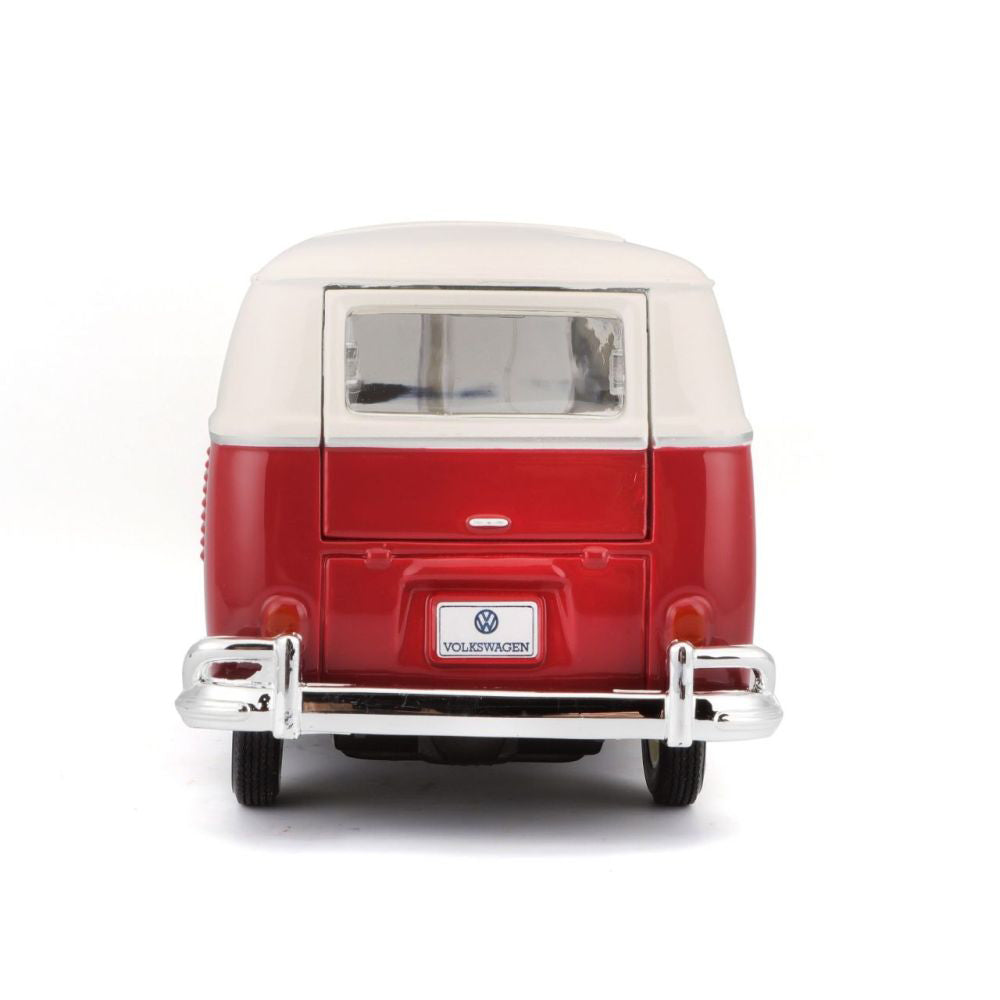 Modellauto Volkswagen Bulli T1 Van Samba, rot/weiss, 1:24