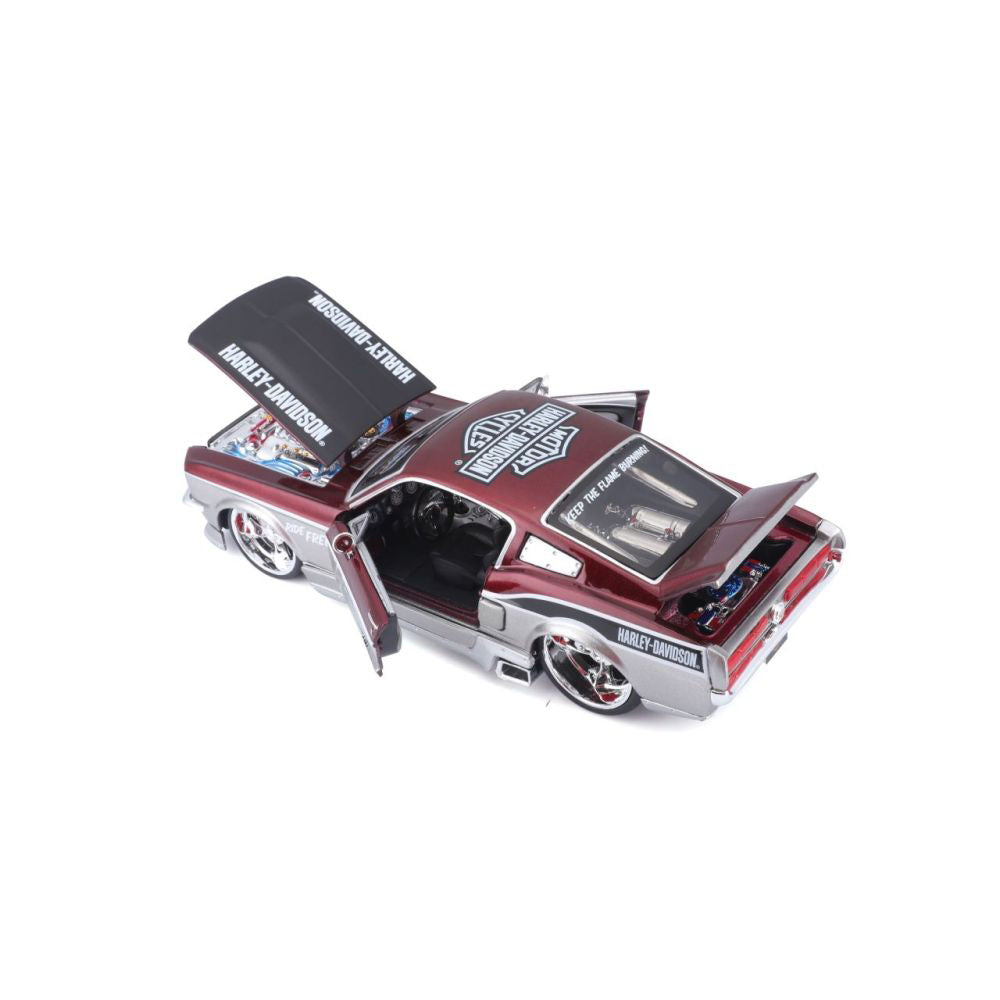 Modellauto Ford Mustang GT 1967 Harley Davidson, 1:24
