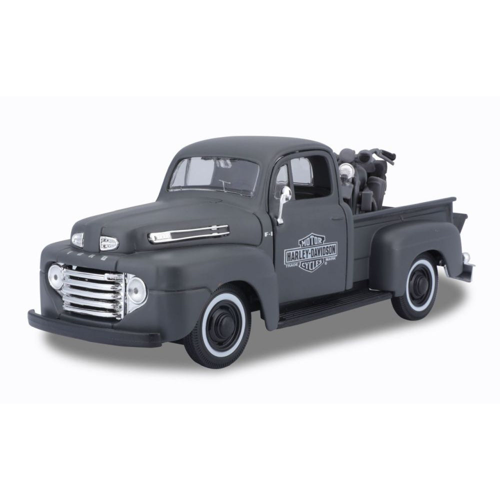 Modellauto Ford F-1 Pickup 1948 Flathead Motorcycle, 1:24
