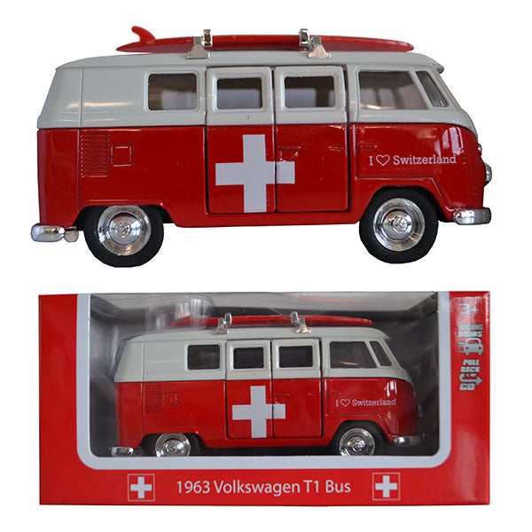 Spielzeugauto Volkswagen Bus T1 Switzerland, 1:38