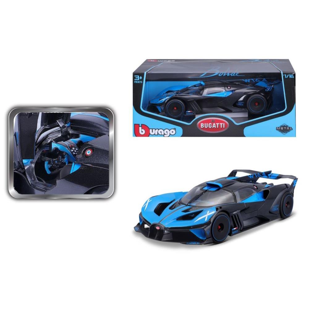 Modellauto Bugatti Bolide, blau/schwarz 1:18