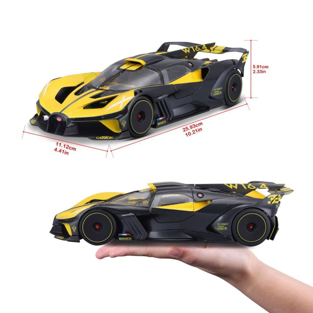 Modellauto Bugatti Bolide,  gelb/schwarz, 1:18