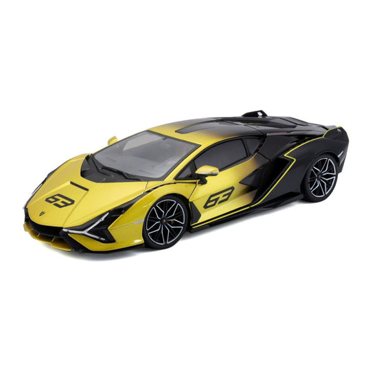 Modellauto Lamborghini Sian FKP 37, gelb/schwarz, 1:18