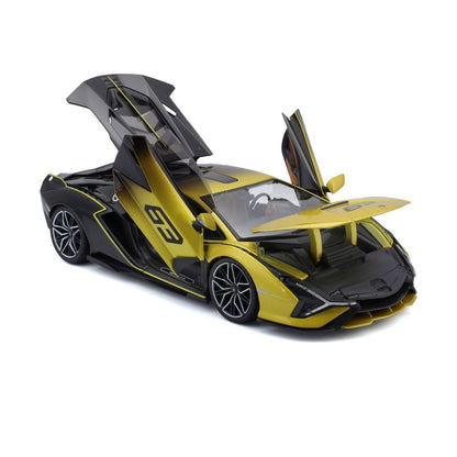 Modellauto Lamborghini Sian FKP 37, gelb/schwarz, 1:18