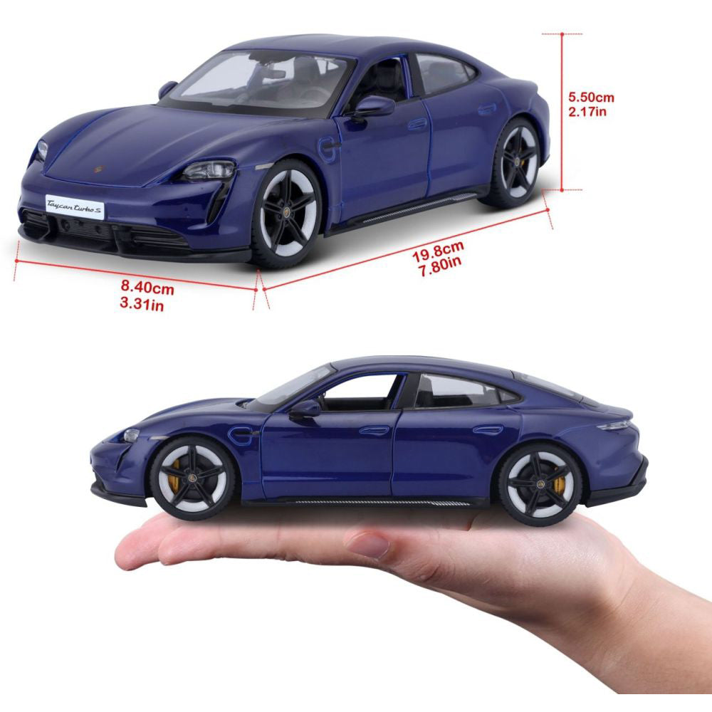 Modellauto Porsche Taycan Turbo S, blau, 1:24