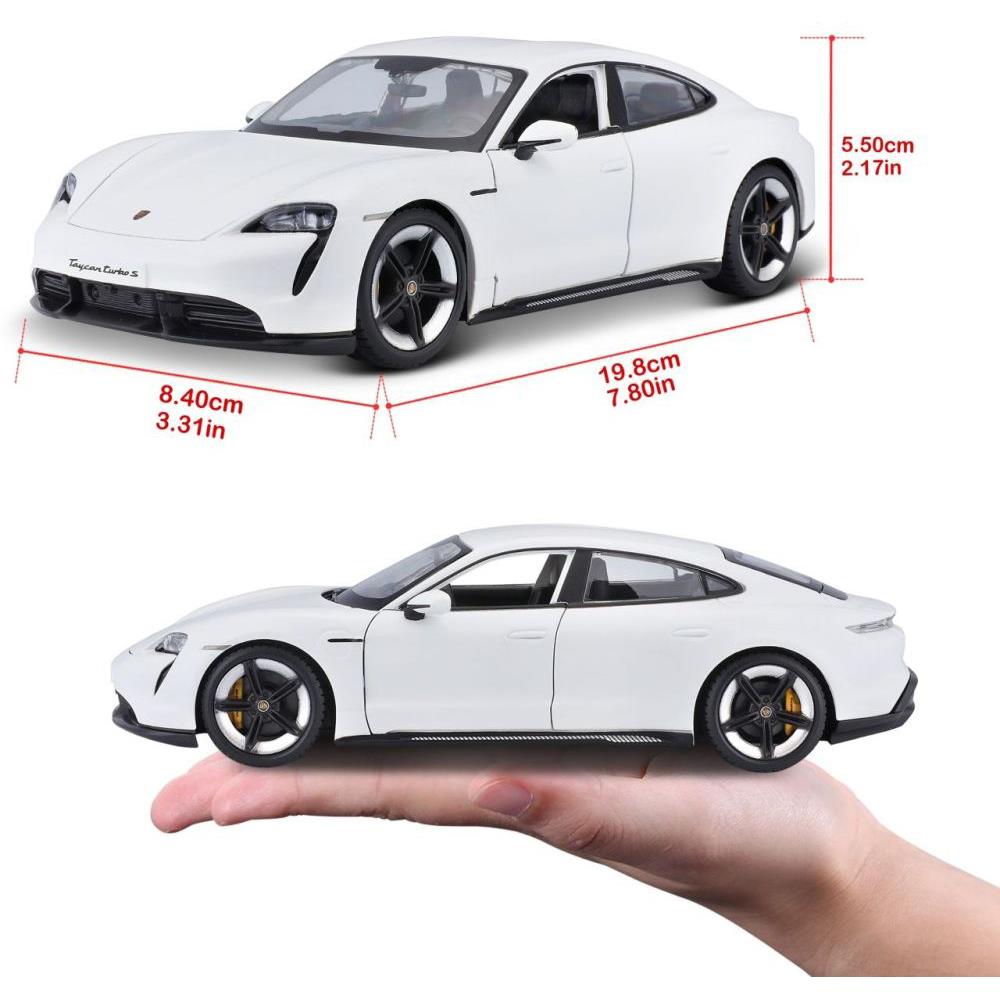 Modellauto Porsche Taycan Turbo S, weiss, 1:24