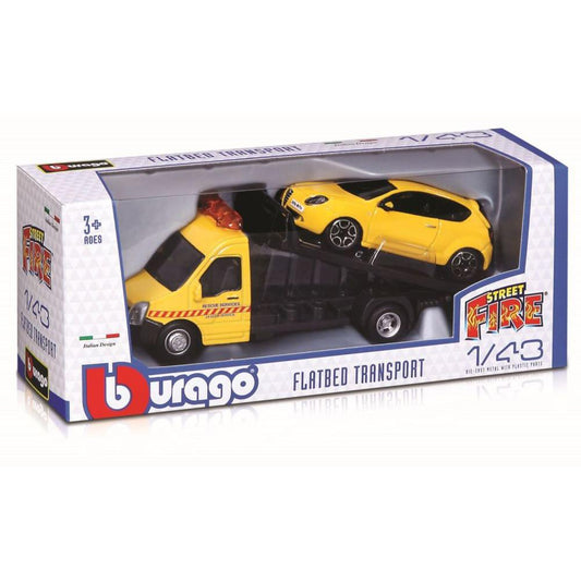 Modellauto Street Fire Flatbed Transport, 1:43, assortiert