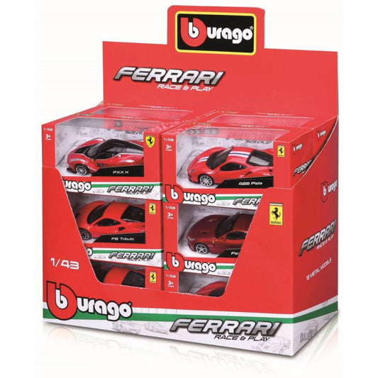 Modellauto Ferrari Race & Play im 12er Display, 1:43, assortiert