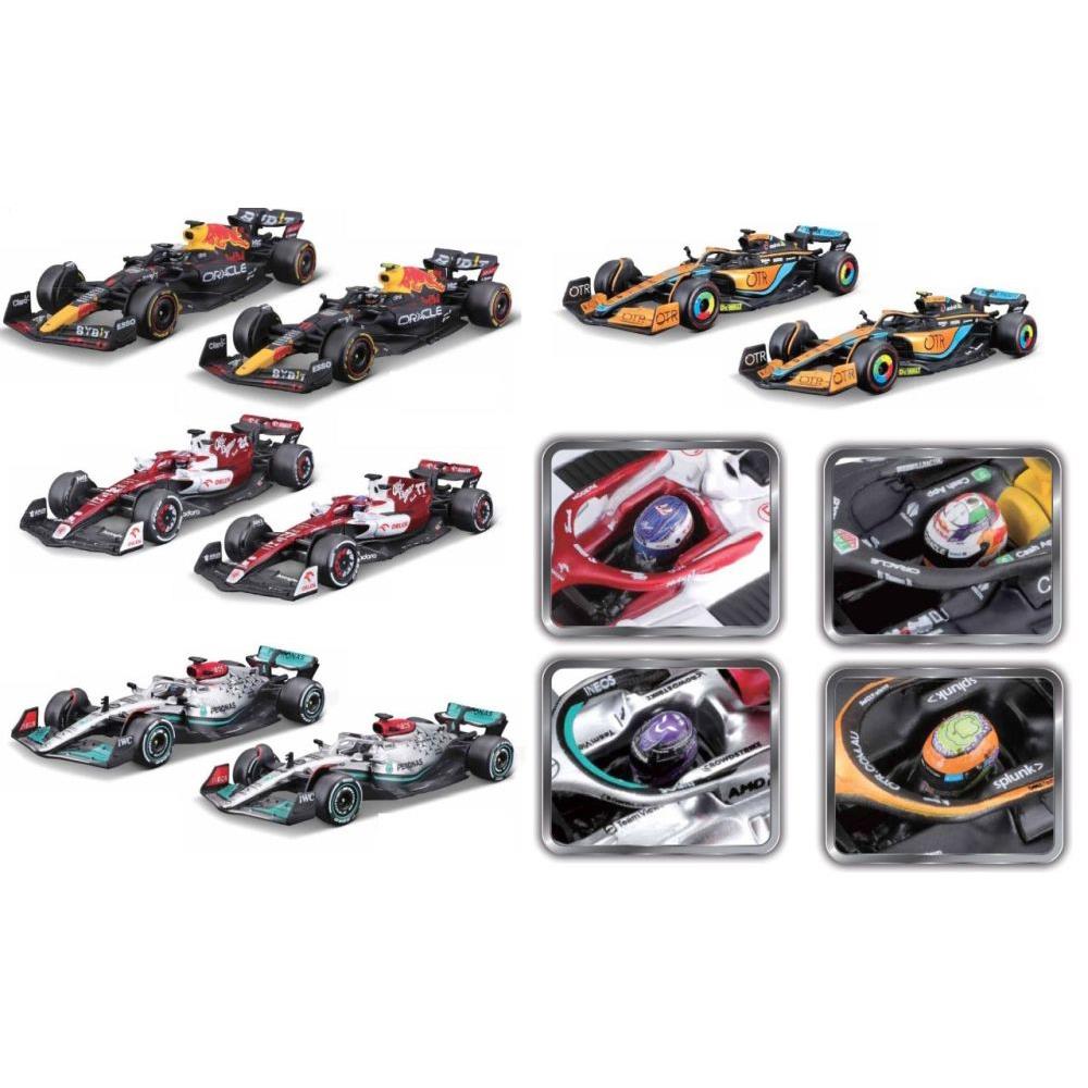 Modellauto F1 mit Helm, 1:43, assortiert