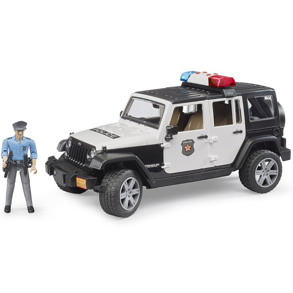 Spielzeugauto Jeep Wrangler mit Polizist und Ausstattung, 1:16