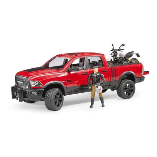 Bruder RAM 2500 Power Wagon mit Ducati Desert Sled & Fahrer