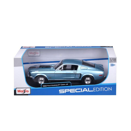 Modellauto Ford Mustang GT Cobra 1968, blau, 1:18