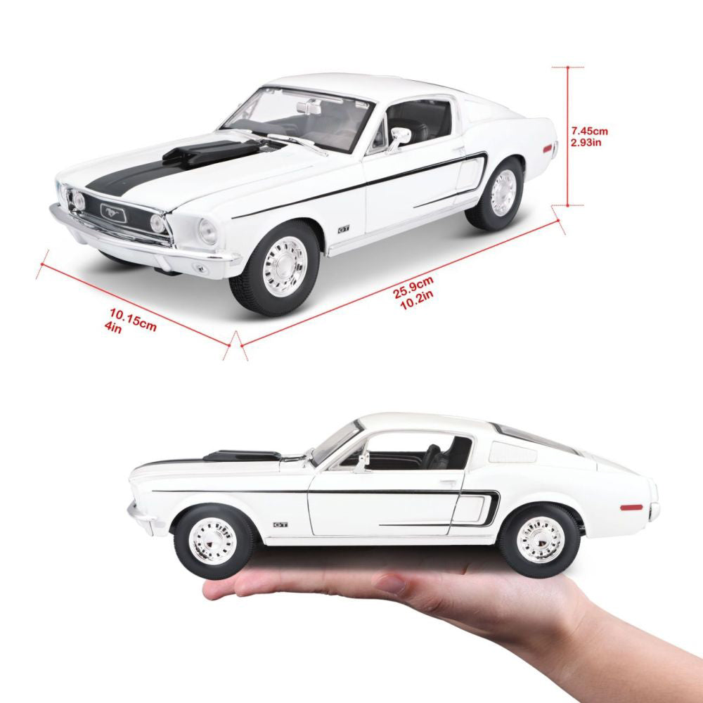 Modellauto Ford Mustang GT Cobra 1968, weiss, 1:18