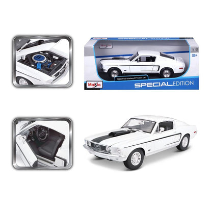 Modellauto Ford Mustang GT Cobra 1968, weiss, 1:18