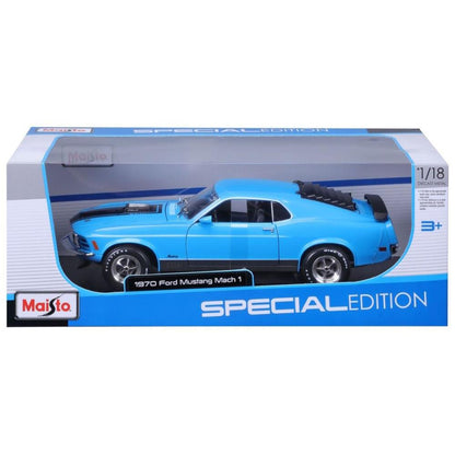 Modellauto Ford Mustang Mach 1 1970, blau, 1:18