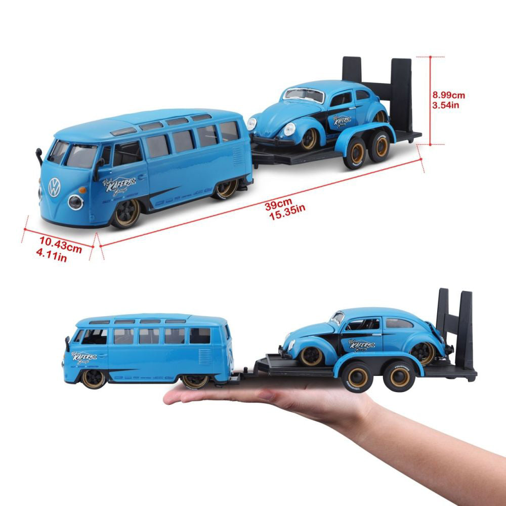 Modellauto Volkswagen T1 Van Samba & Volkswagen Beetle, 1:24