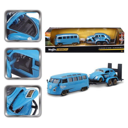 Modellauto Volkswagen T1 Van Samba & Volkswagen Beetle, 1:24