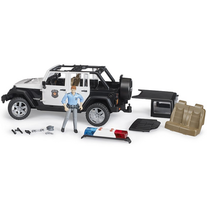 Spielzeugauto Jeep Wrangler mit Polizist und Ausstattung, 1:16