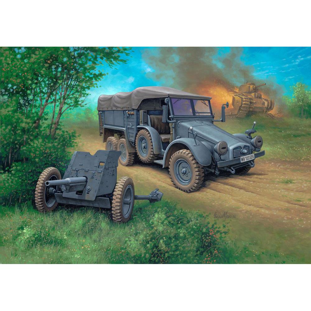 Militär Bausatz Krupp Protze KFZ 69 with 3 7cm Pak, 1:76