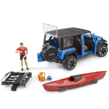 Spielzeugauto Jeep Wrangler Rubicon mit Kajak und Figur